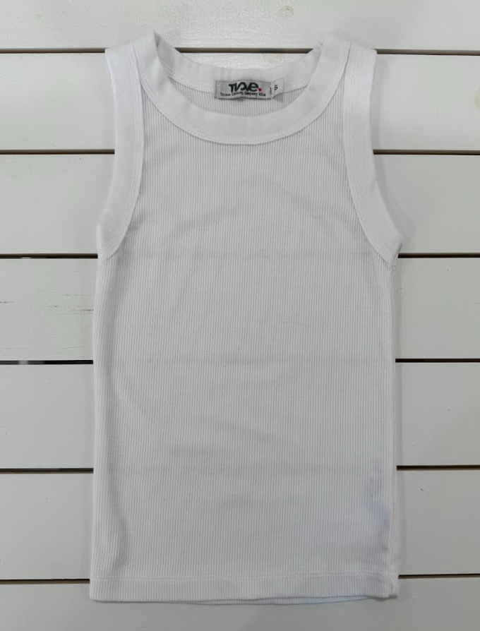 White Ribbed Crew Tank