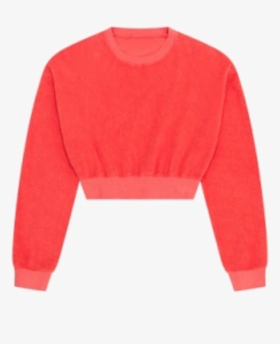 Terry Cloth Cropped Sweat Shirt In Watermelon