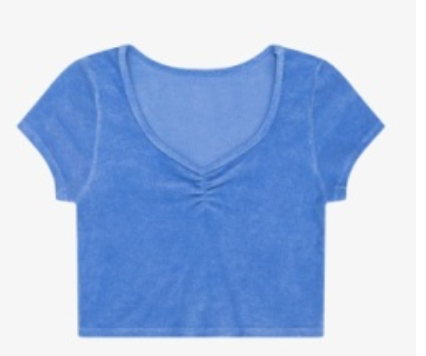 Terry Cloth Shirred Cap Sleeve In Cobalt
