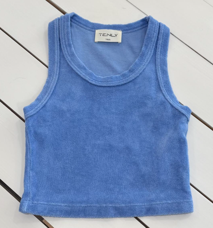 Terry Cloth Racerback Top In Cobalt
