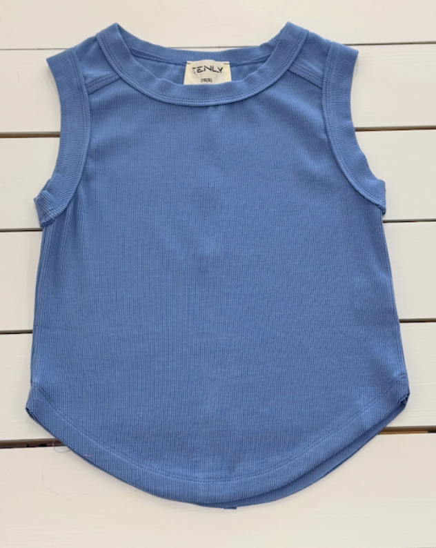 Ribbed Exposed Seam Tank In Cobalt