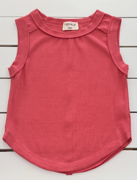 Ribbed Exposed Seam Tank In Watermelon