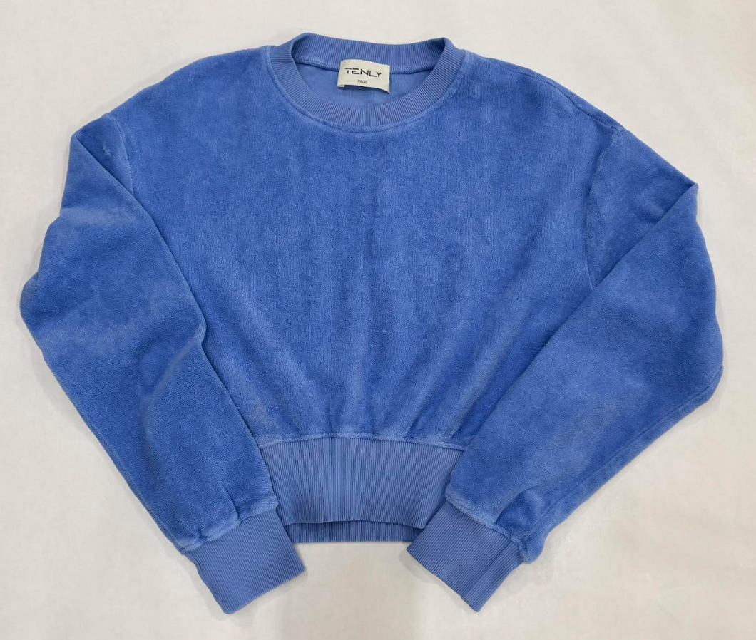 Terry Cloth Cropped Sweat Shirt In Cobalt