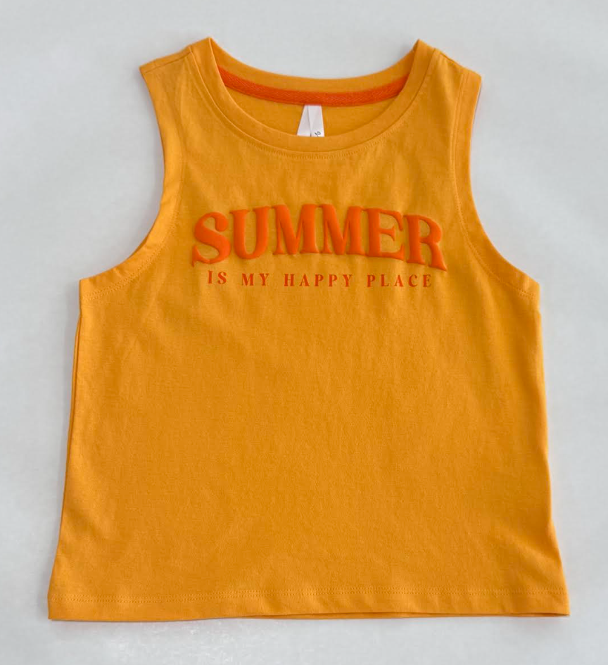 Summer Is My Happy Place Puff Print Tank