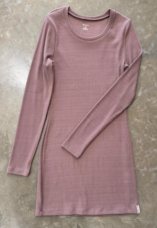 Dusty Rose Ribbed Long Sleeve Dress