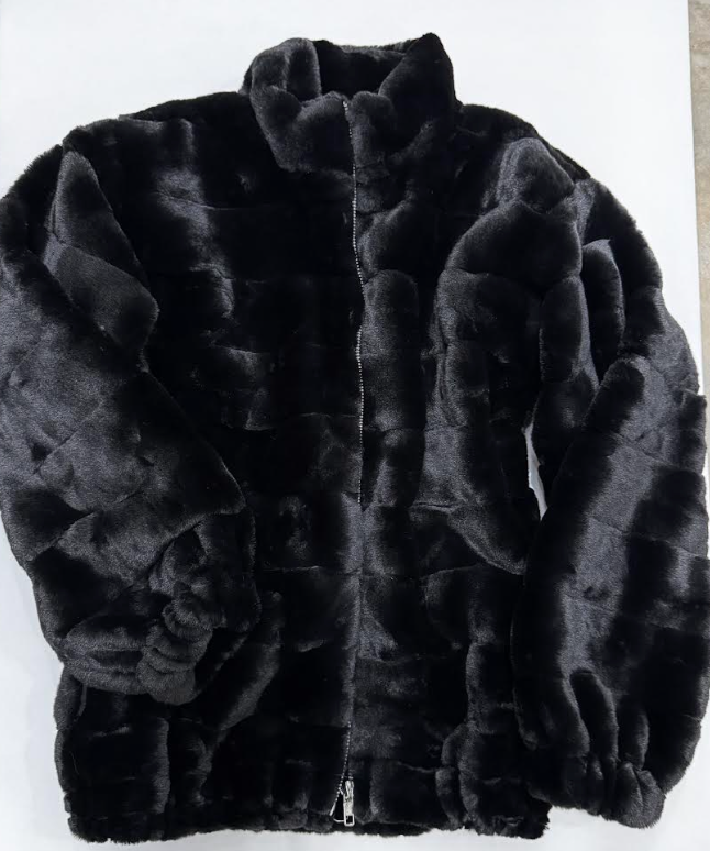 Black Faux Fur Bubble Coat