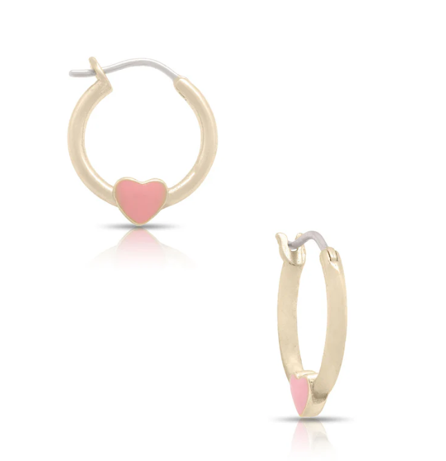 Pink Heart Hoop Earrings