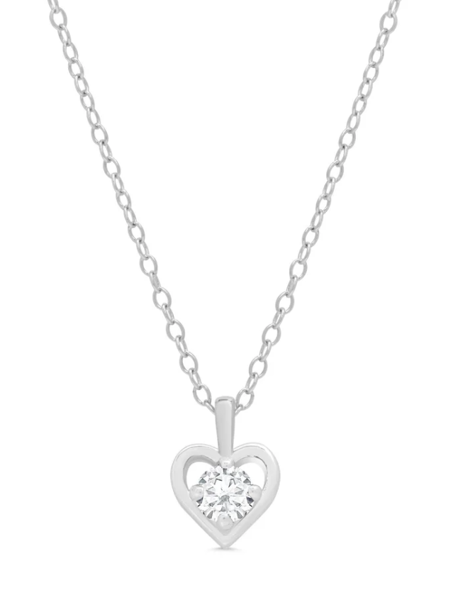 CZ Heart Pendant In Sterling Silver