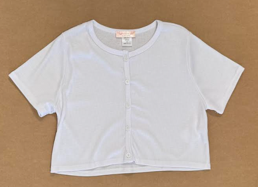 White Cropped Button Up Top