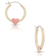 Load image into Gallery viewer, Pink Heart Hoop Earrings
