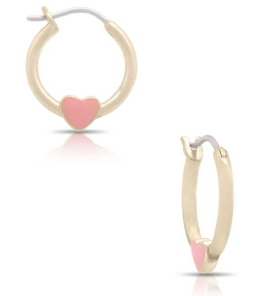 Pink Heart Hoop Earrings