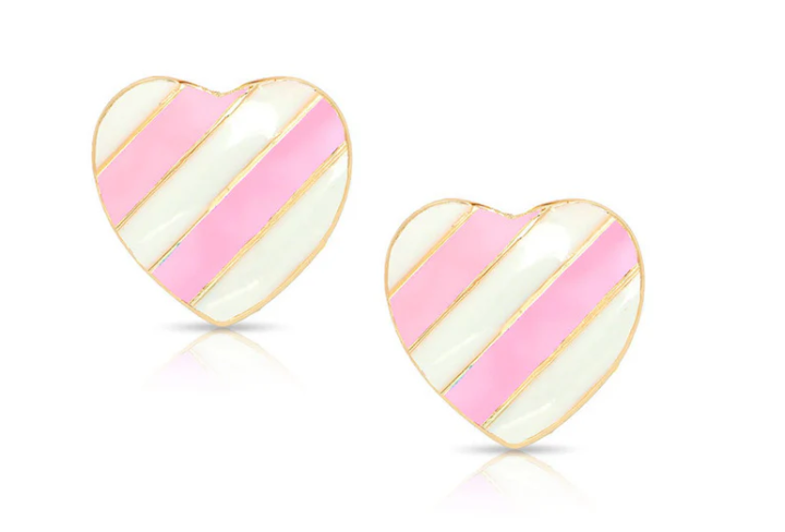 Striped Heart Stud Earrings
