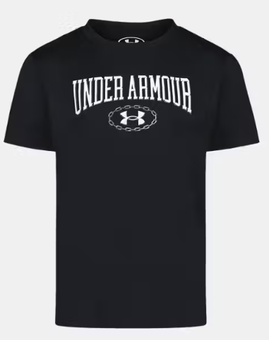 UA Wordmark Tech Boy's Black/White Tee
