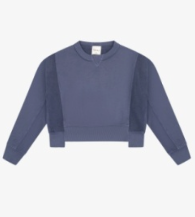 Cotton Fleece Reverse Insert Sweater In Indigo Storm
