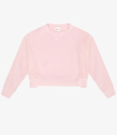 Cotton Fleece Reverse Insert Sweater In Pink Moscato
