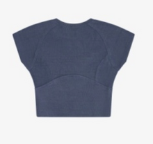 Load image into Gallery viewer, Rayon Rib Cap Sleeve Baseball Tee In Indigo Storm
