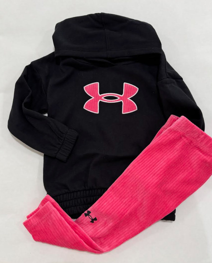 UA Black/ Pink Rib Velour Tunic 2-Piece Set