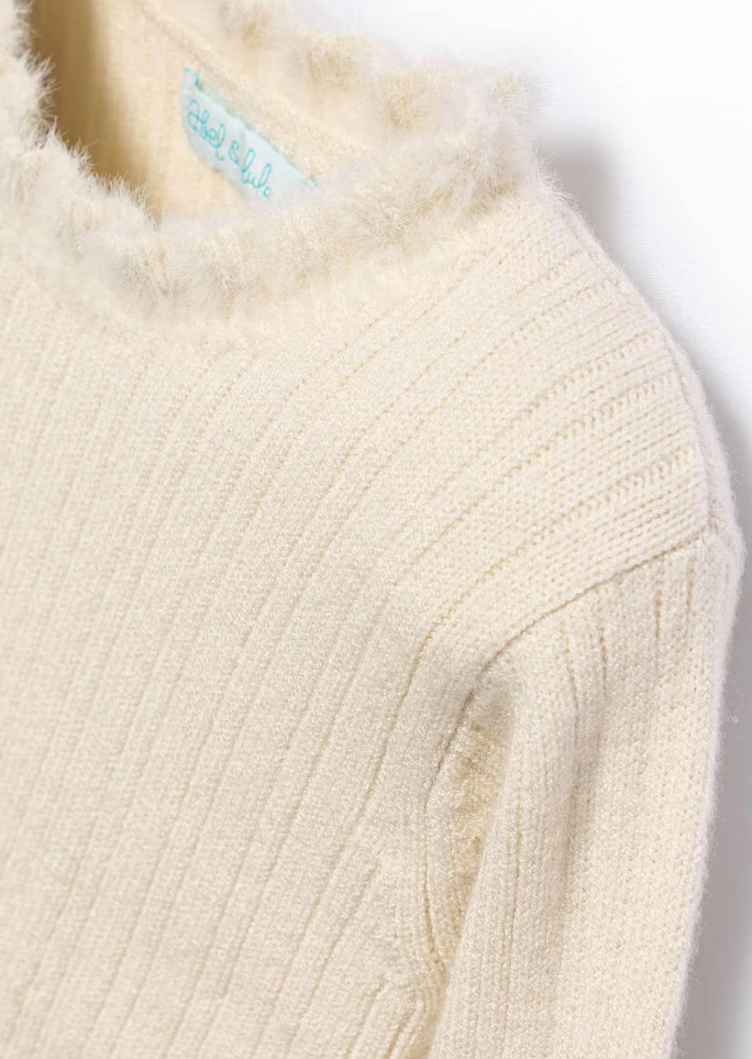 Almond Fuzzy Knitted Girl's Sweater