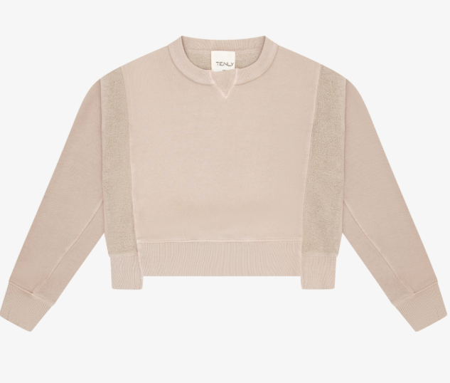 Fleece Reverse Insert Girl's Top In Soy Latte