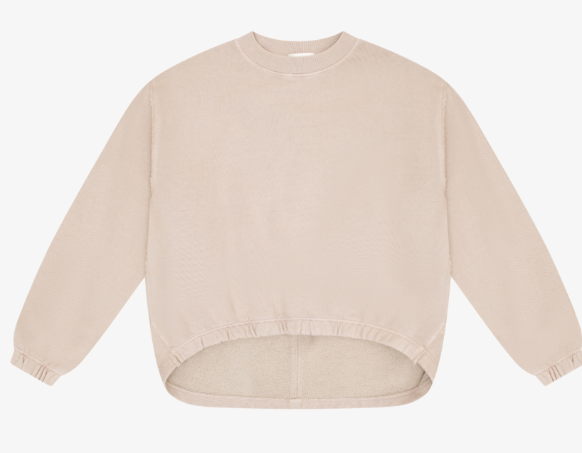 Cotton Fleece Raw Edge Tunic In Soy Latte
