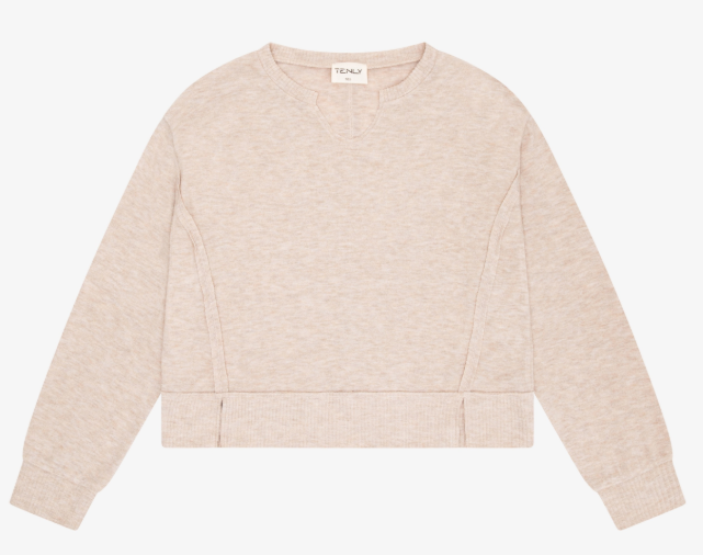 Hacci Jersey Cropped Raw Neck Top In Latte