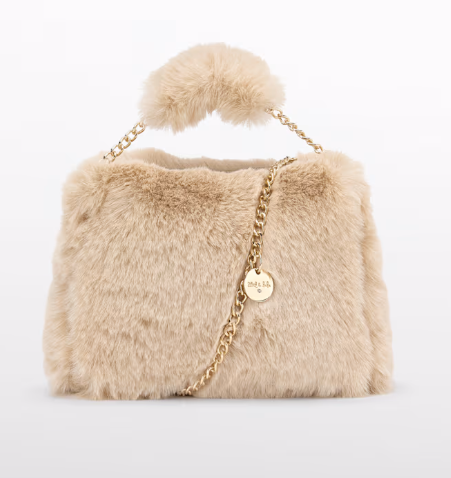 Faux Fur Bag In Almond