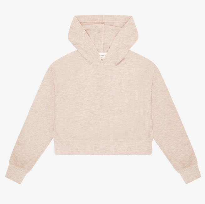 Hacci Rib Box Hoodie Pullover In Latte