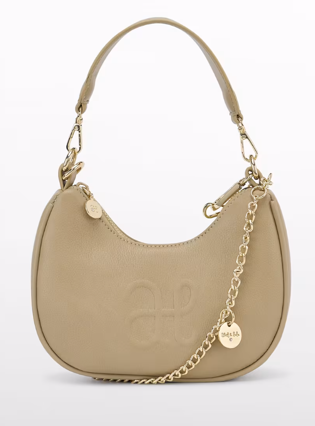 Faux Leather Logo Bag In Camel