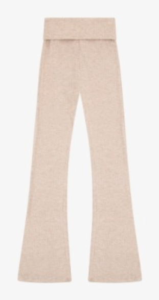 Hacci Rib Waisted Flared Pant In Latte