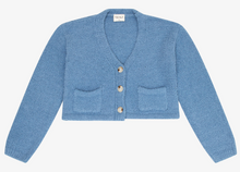 Load image into Gallery viewer, Sherpa Cropped Button Sweater In Cerulean Blue

