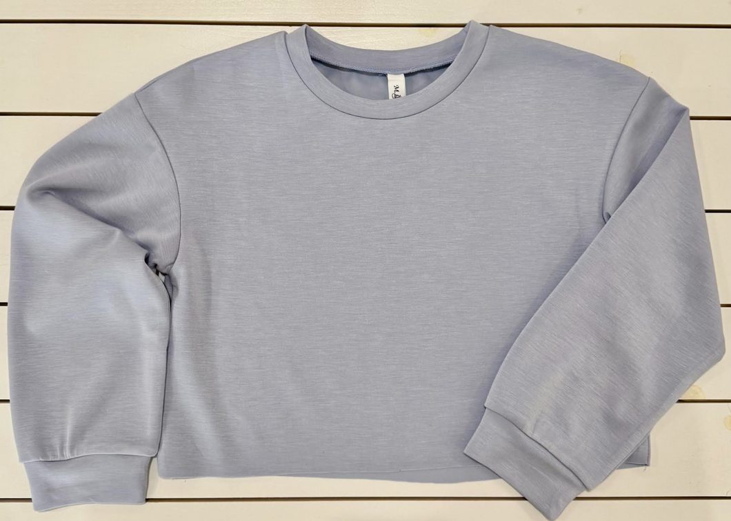 Periwinkle Long Sleeve Semi Crop Girl's Top