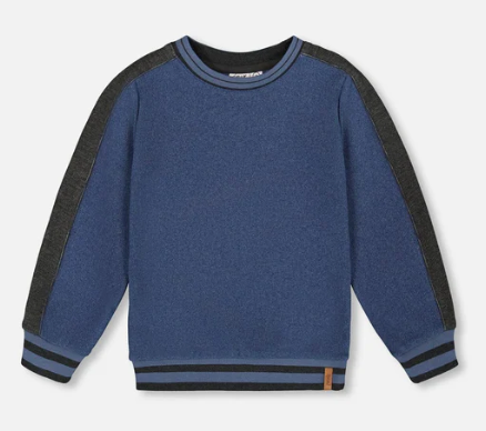 Dark Steel Blue Soft Flat Back nRibbed Sweatshirt