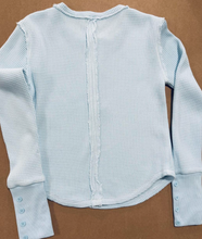 Load image into Gallery viewer, Waffle Long Sleeve Scoop Neck In Blue
