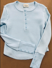 Load image into Gallery viewer, Waffle Long Sleeve Scoop Neck In Blue
