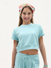 Load image into Gallery viewer, French Terry Rollup Sleeve In Saltwater Taffy
