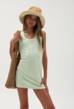 Load image into Gallery viewer, Ribbed Raw Edge Racer Back Tank Dress In Mint Fizz
