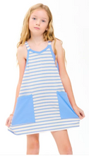Load image into Gallery viewer, Light Blue Striped Mini Dress With Inner Romper
