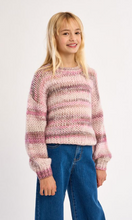 Load image into Gallery viewer, Knitted  Multicolored Striped Sequin Girl's Sweater
