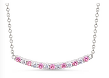 Load image into Gallery viewer, CZ Bar Necklace In Pink And White
