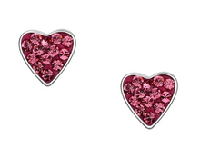 Load image into Gallery viewer, Pink Crystal Heart Stud Earrings
