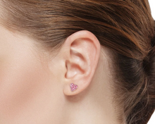 Load image into Gallery viewer, Pink Crystal Heart Stud Earrings
