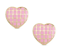Load image into Gallery viewer, Pink Lattice Heart Stud Earrings
