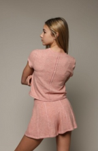 Load image into Gallery viewer, Hacci Jersey Raw-Seamed Swing Shorts In Cranberry
