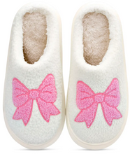 Load image into Gallery viewer, White Cozy Bows Slippers
