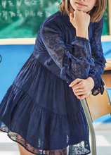 Load image into Gallery viewer, Chiffon Ruffled Navy Dress
