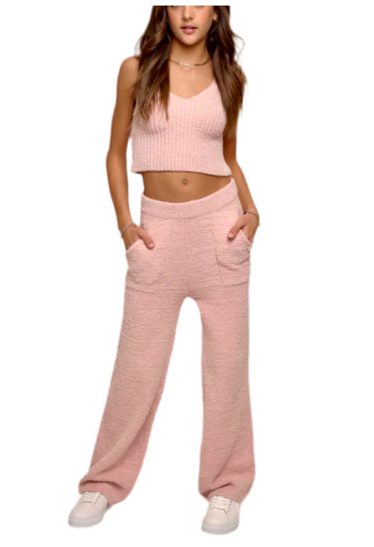 Sherpa Petal Bloom Plush Wide Leg Pant