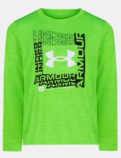 Boy's UA Logo Green/Black Frame Twist Tech Long Sleeve Tee