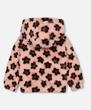 Load image into Gallery viewer, Brown Daisy Pink Faux Fur Jacket
