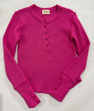 Load image into Gallery viewer, Waffle Long Sleeve Scoop Neck In Fuchsia
