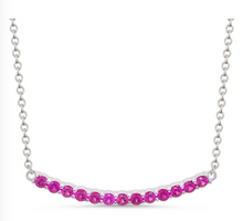 Load image into Gallery viewer, CZ Bar Necklace In Fuchsia
